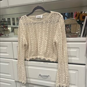 Elegant Beige Crochet Crop Top